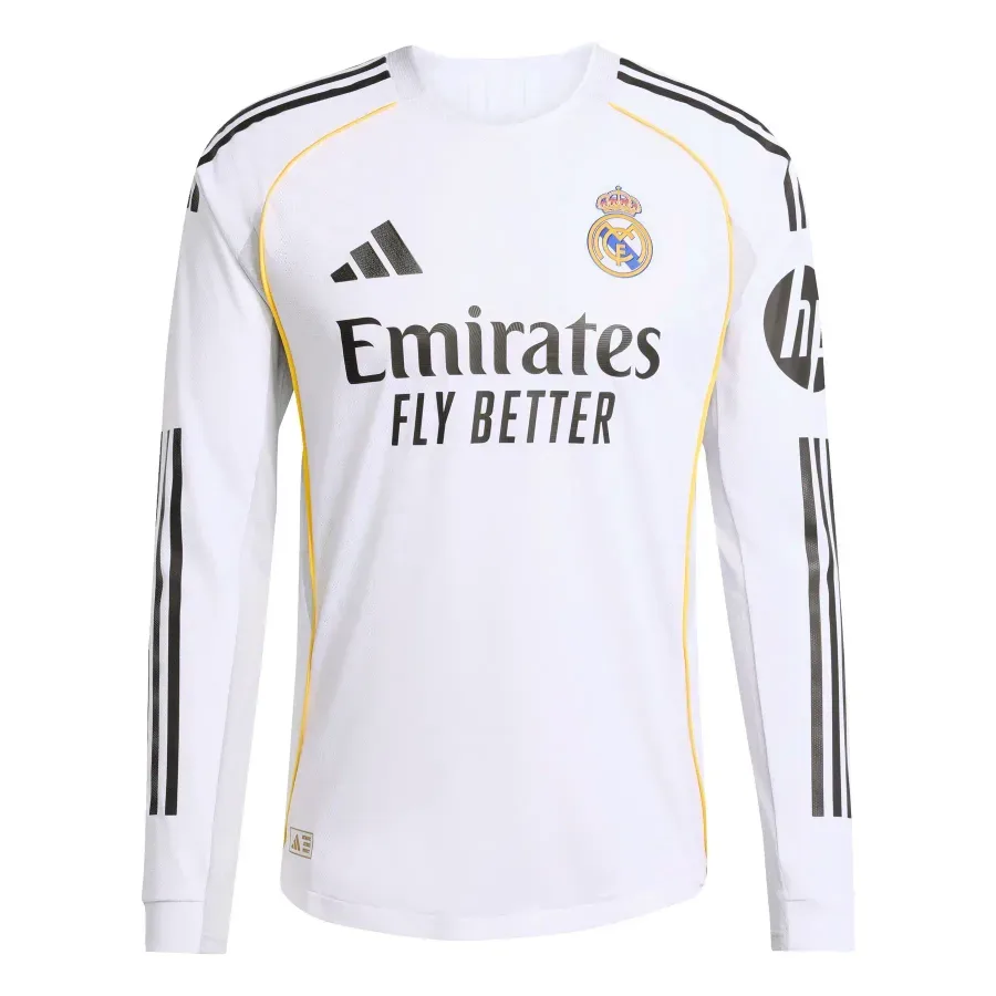 Maillot Domicile Authentique manches longues Real Madrid 2025-2026 — Blanc